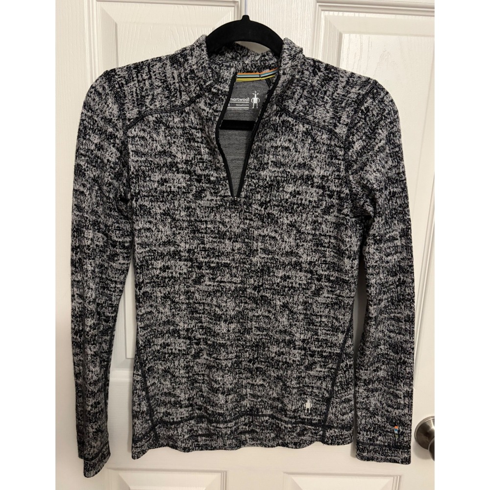Smartwool | Women's NTS Mid 250 Zip Turtleneck Marled Black White Sz M